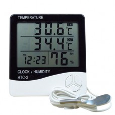 Домашняя метеостанция, термометр и гигрометр с выносным датчиком (температура, влажность, часы) - HTC-2