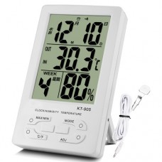 Домашняя метеостанция, термометр и гигрометр с выносным датчиком (температура, влажность, часы, календарь) КТ-905